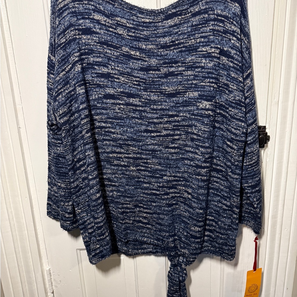 NWT Ruby Rd. Navy and White Knit Top Size XL
